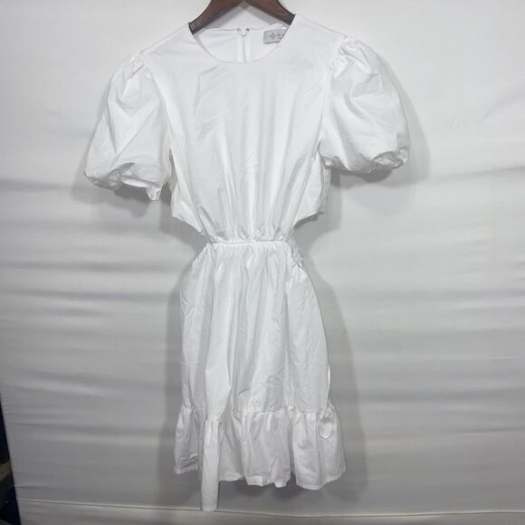 Women's Wayf White Puff Sleeve Cutout Dress - Picture 2 of 15